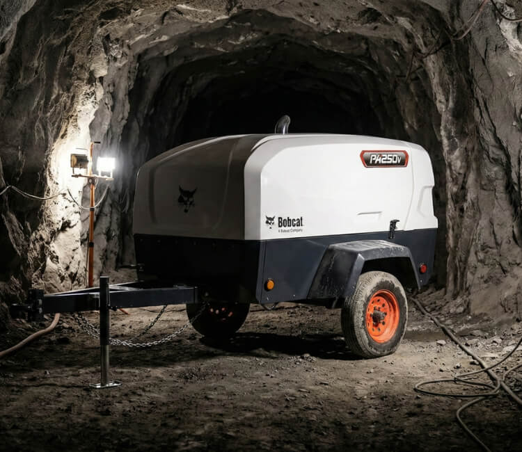 Compresora Bobcat PA250V presión variable en minería